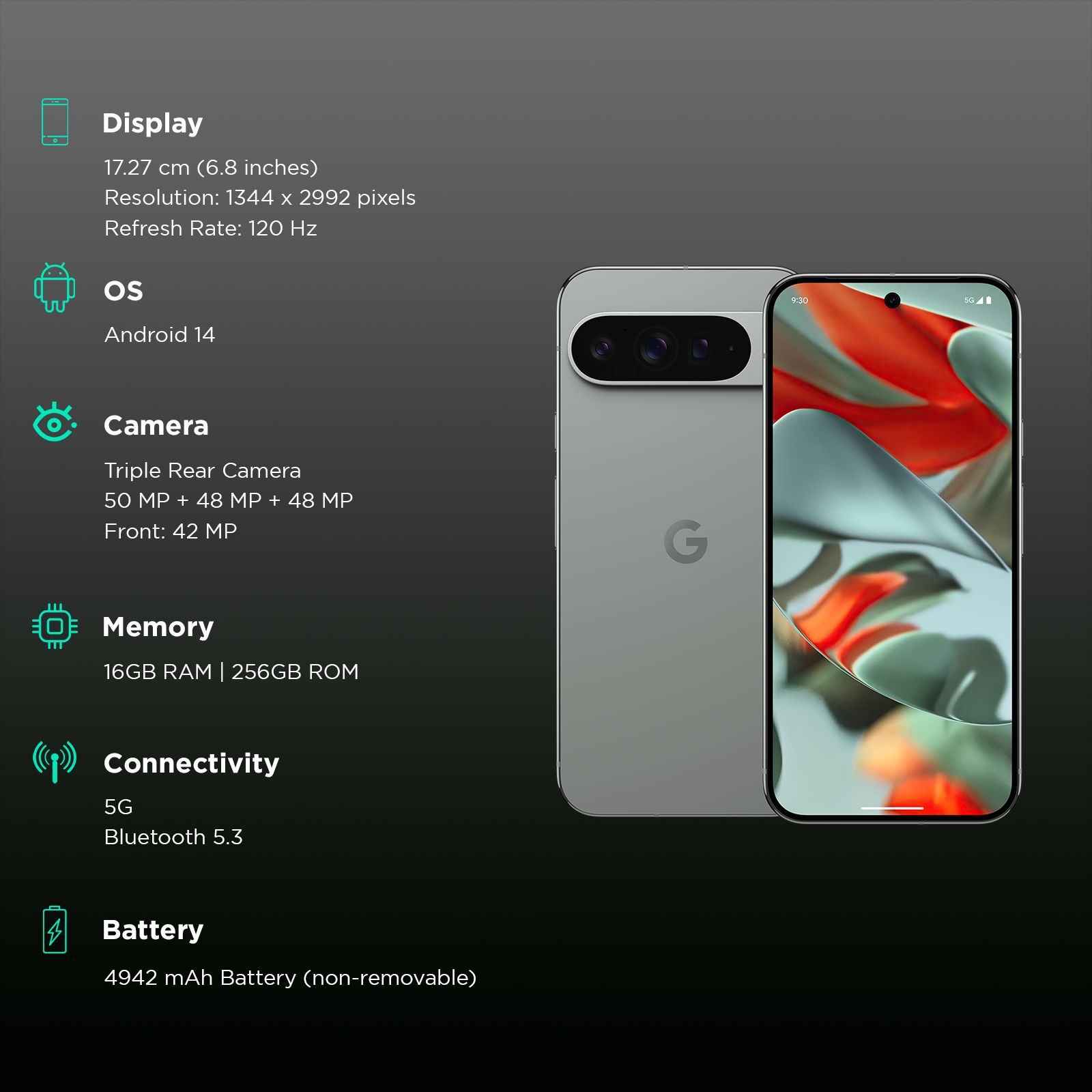 Buy Google Pixel 9 Pro XL 5G (16GB RAM, 256GB, Hazel) Online Croma